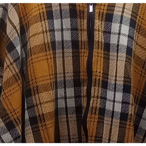 Jones New York zip front dolman sleeve jacket, yellow plaid size small medium - Picture 3 of 5